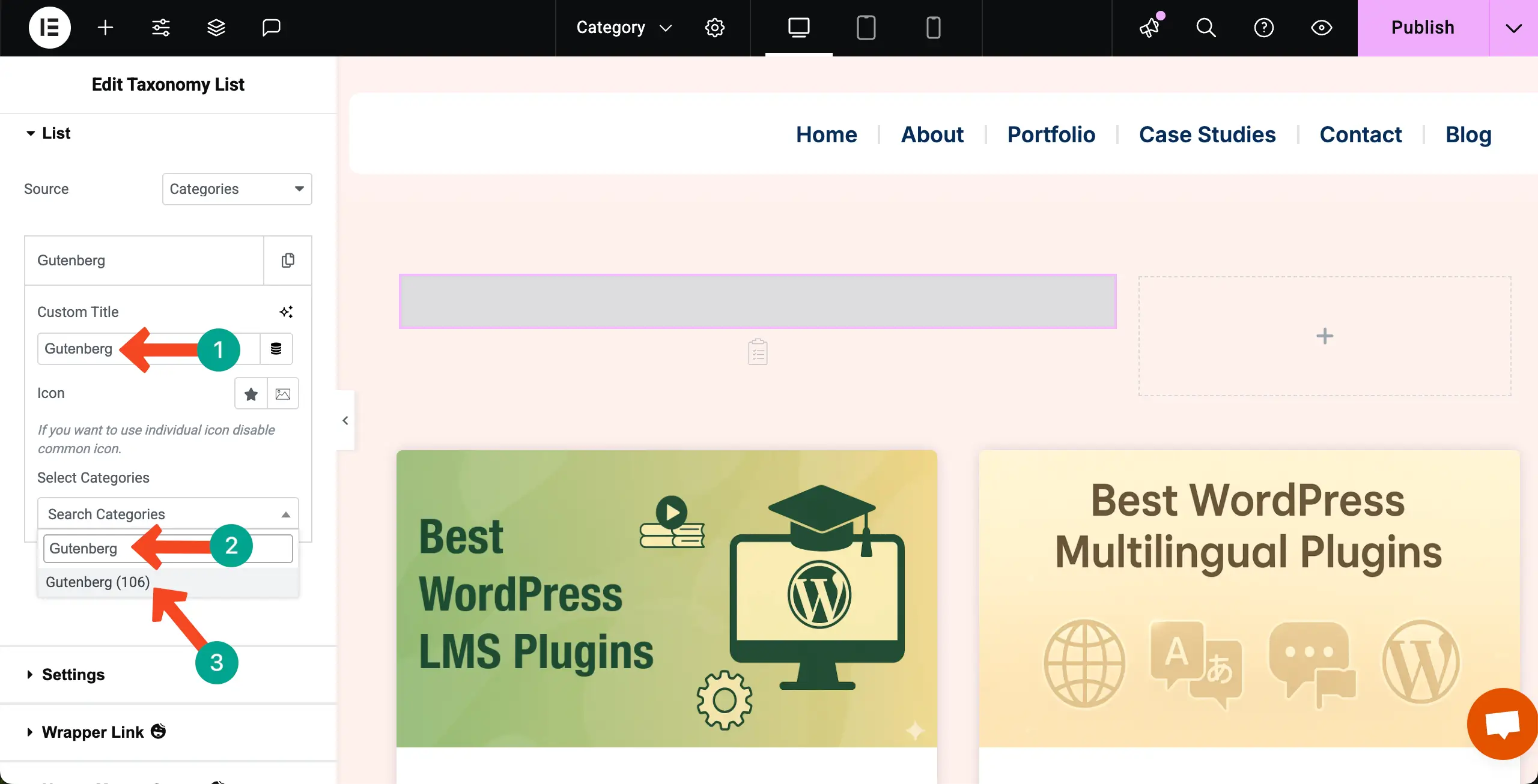 How to Display Blog Posts by Categories in WordPress with Elementor 27 Select and add a category