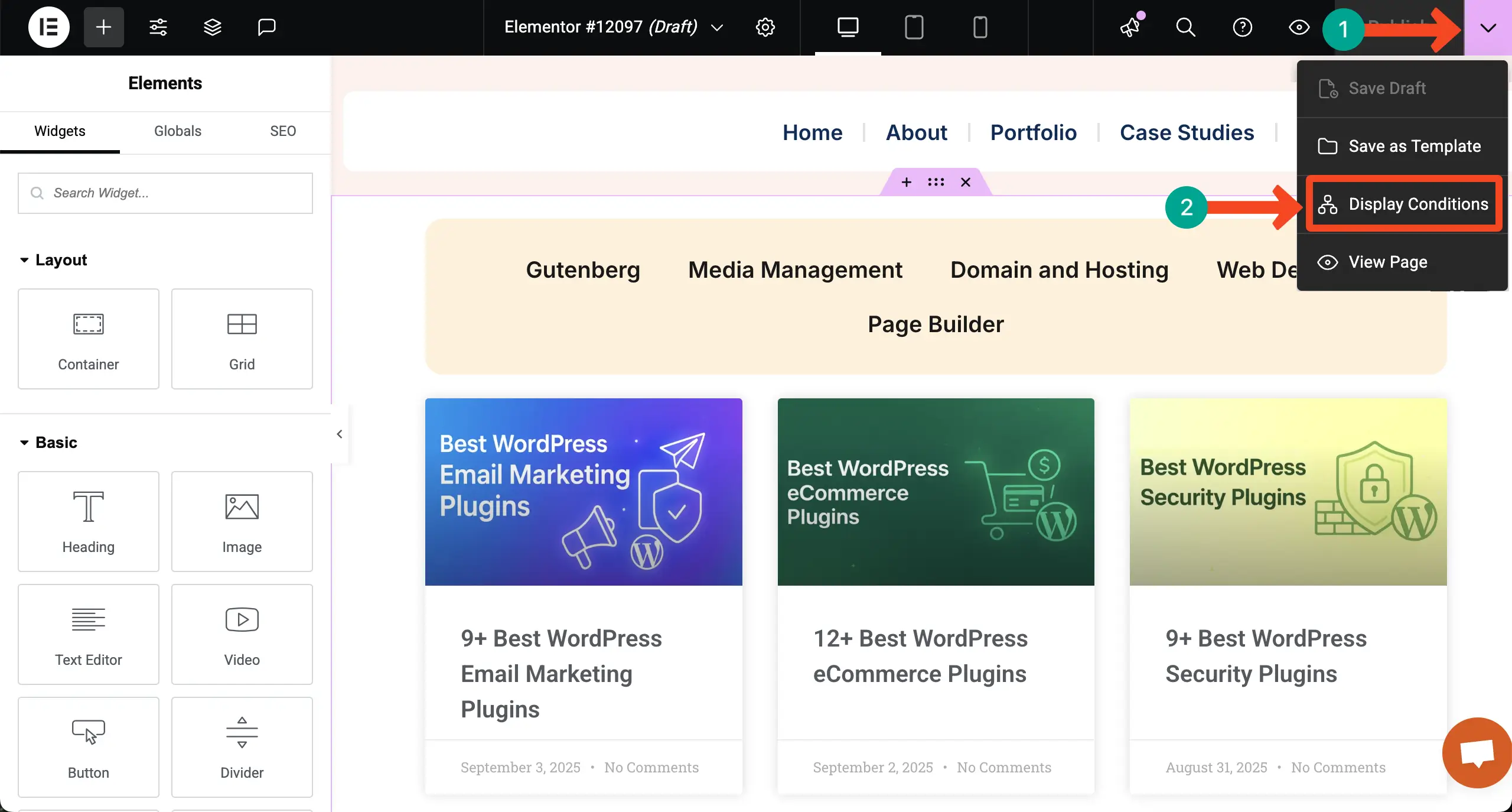 How to Display Blog Posts by Categories in WordPress with Elementor 15 Set Conditions for the displaying blog posts by categories