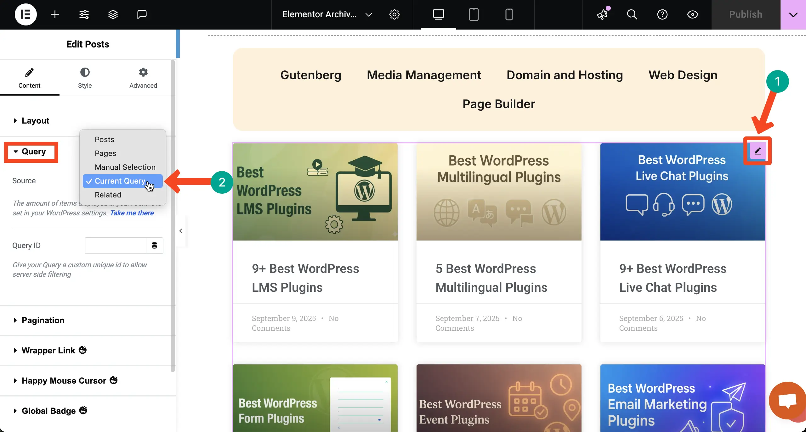 How to Display Blog Posts by Categories in WordPress with Elementor 14 Set Query Settings