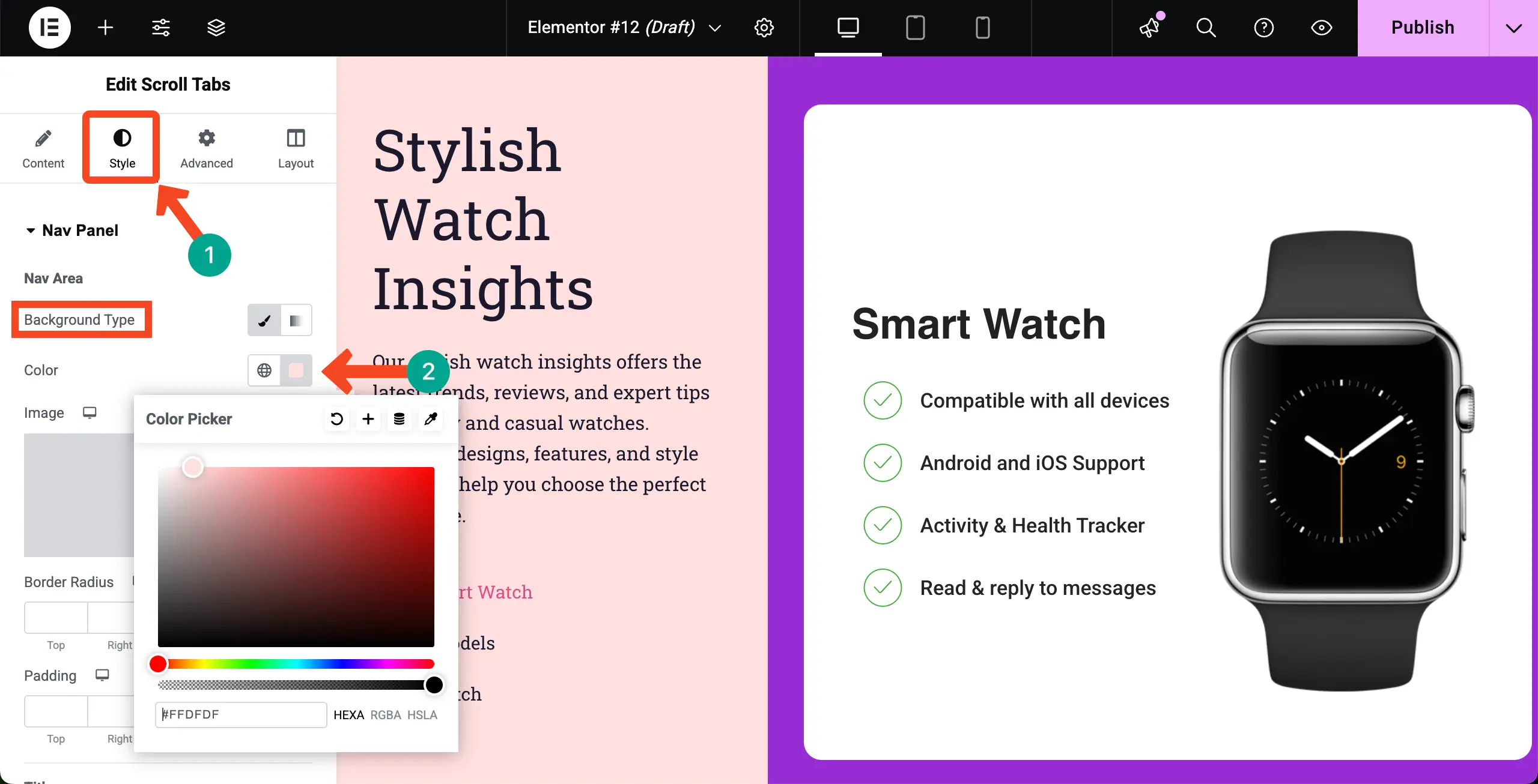 How to Create Vertical Scrolling Tabs in WordPress with Elementor 19 Stylize the Scroll Tabs Widget
