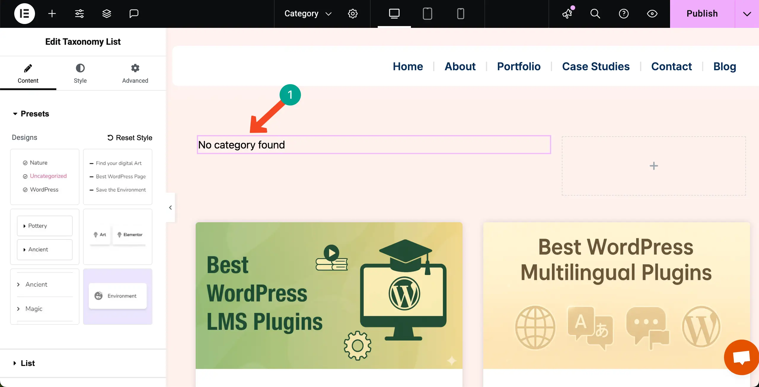 How to Display Blog Posts by Categories in WordPress with Elementor 25 Taxonomy List widget is added