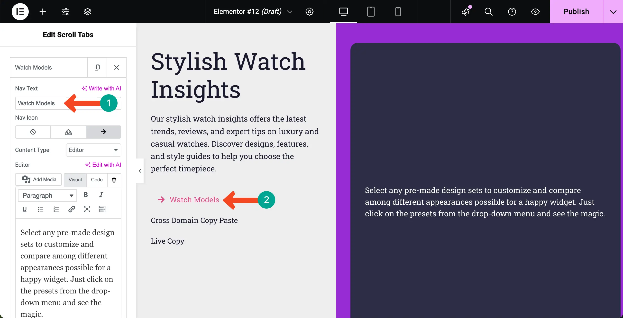 How to Create Vertical Scrolling Tabs in WordPress with Elementor 8 Write a title for the tab