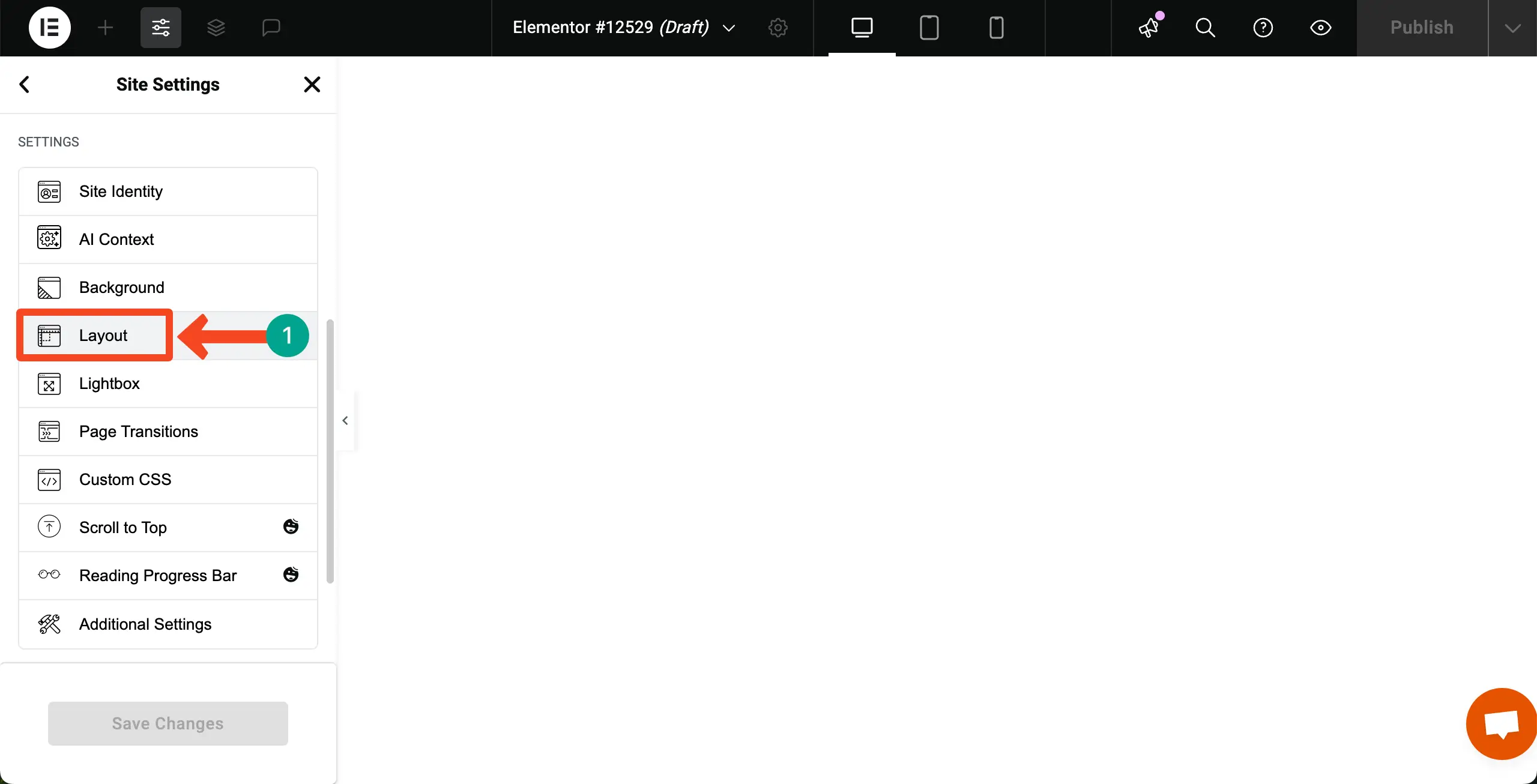 Navigate to Layout Settings