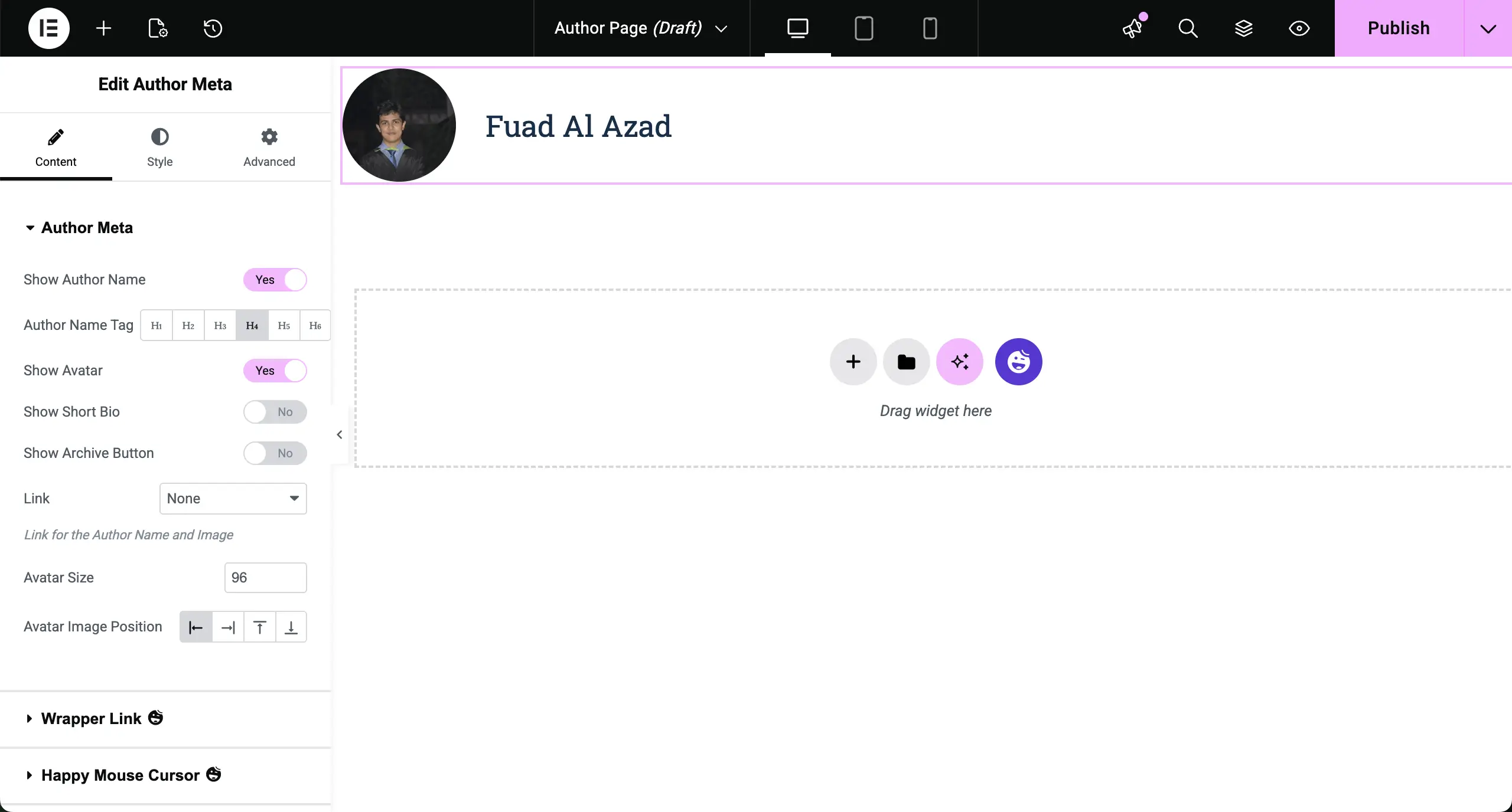How to Create an Author Archive Page in WordPress with Elementor for Free 6 Author meta is added to the author archive page