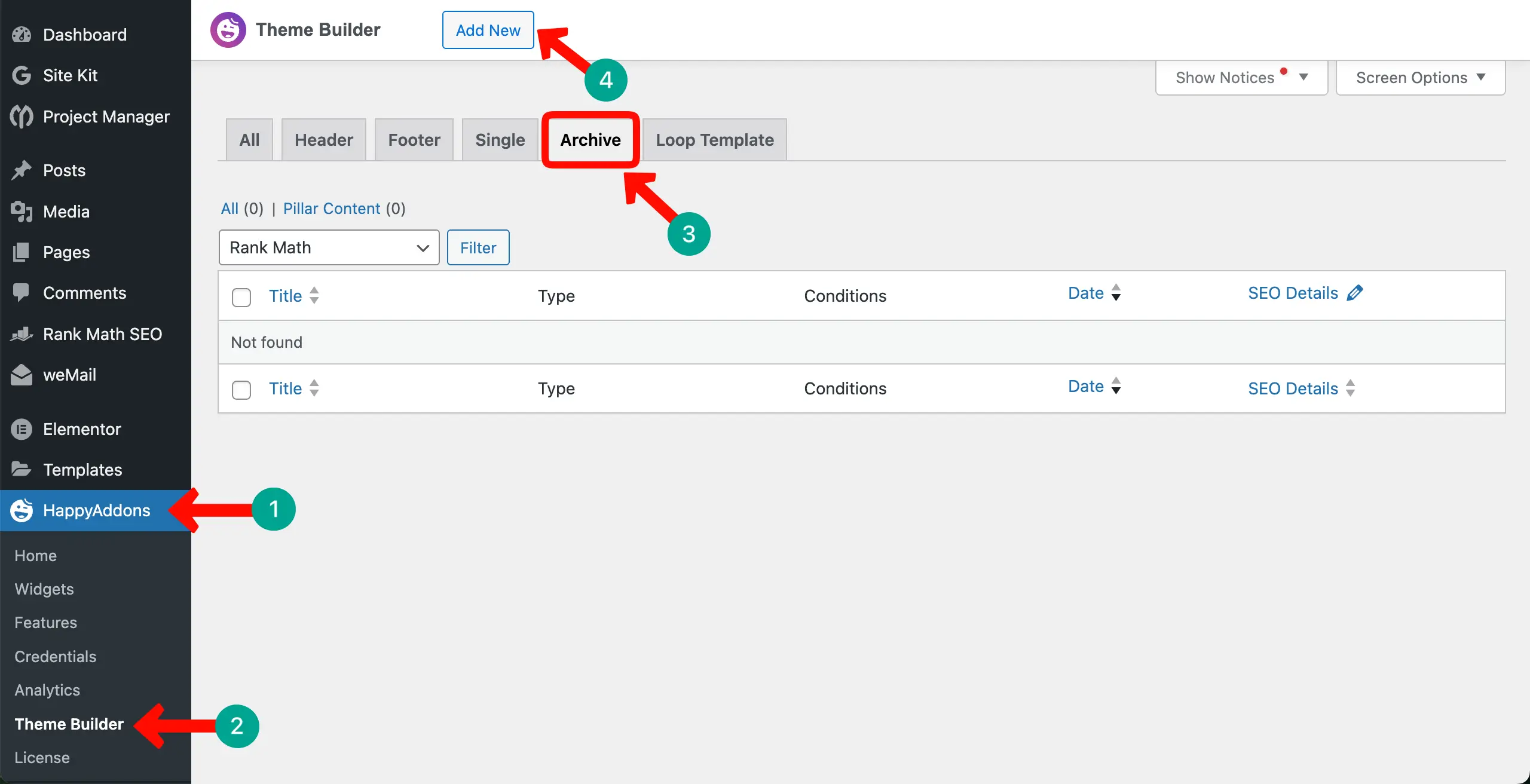 How to Create an Author Archive Page in WordPress with Elementor for Free 2 Create an Archive Page from the HappyAddons Theme Builder