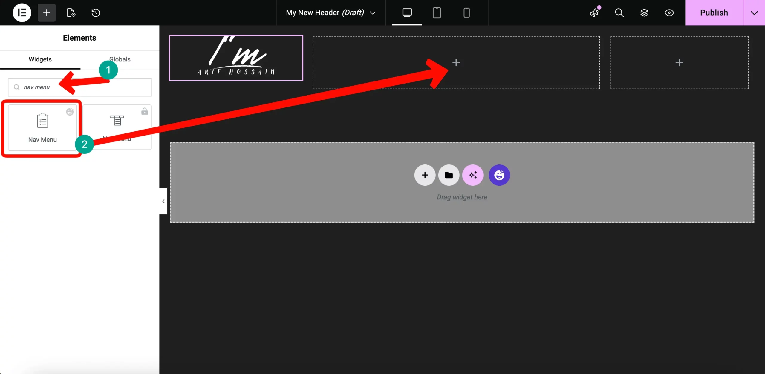 How to Create a Photography Website on WordPress with Elementor and HappyAddons (Step-by-Step) 12 Nav Menu