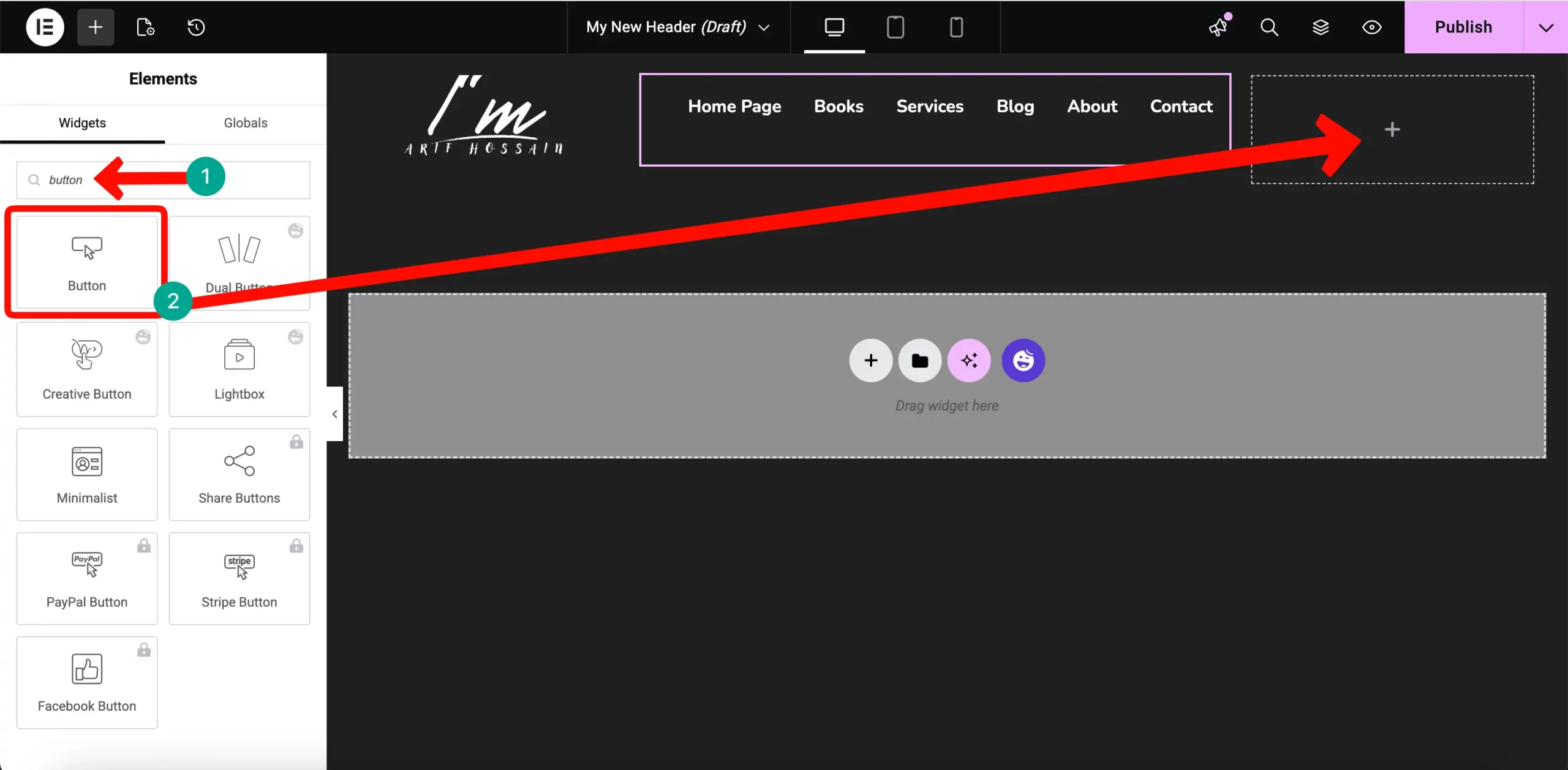 How to Create a Photography Website on WordPress with Elementor and HappyAddons (Step-by-Step) 14 Button