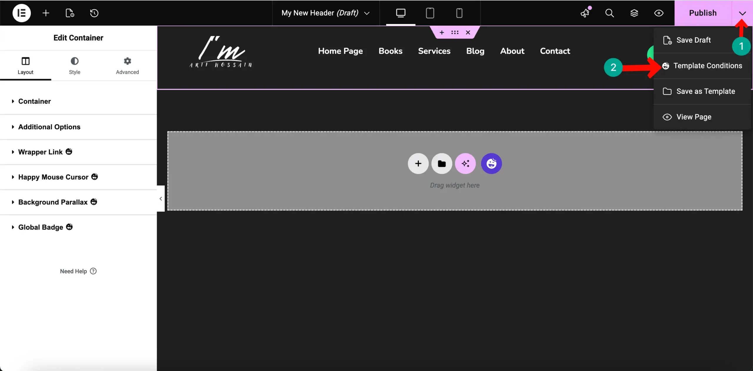 How to Create a Photography Website on WordPress with Elementor and HappyAddons (Step-by-Step) 15 template Conditions
