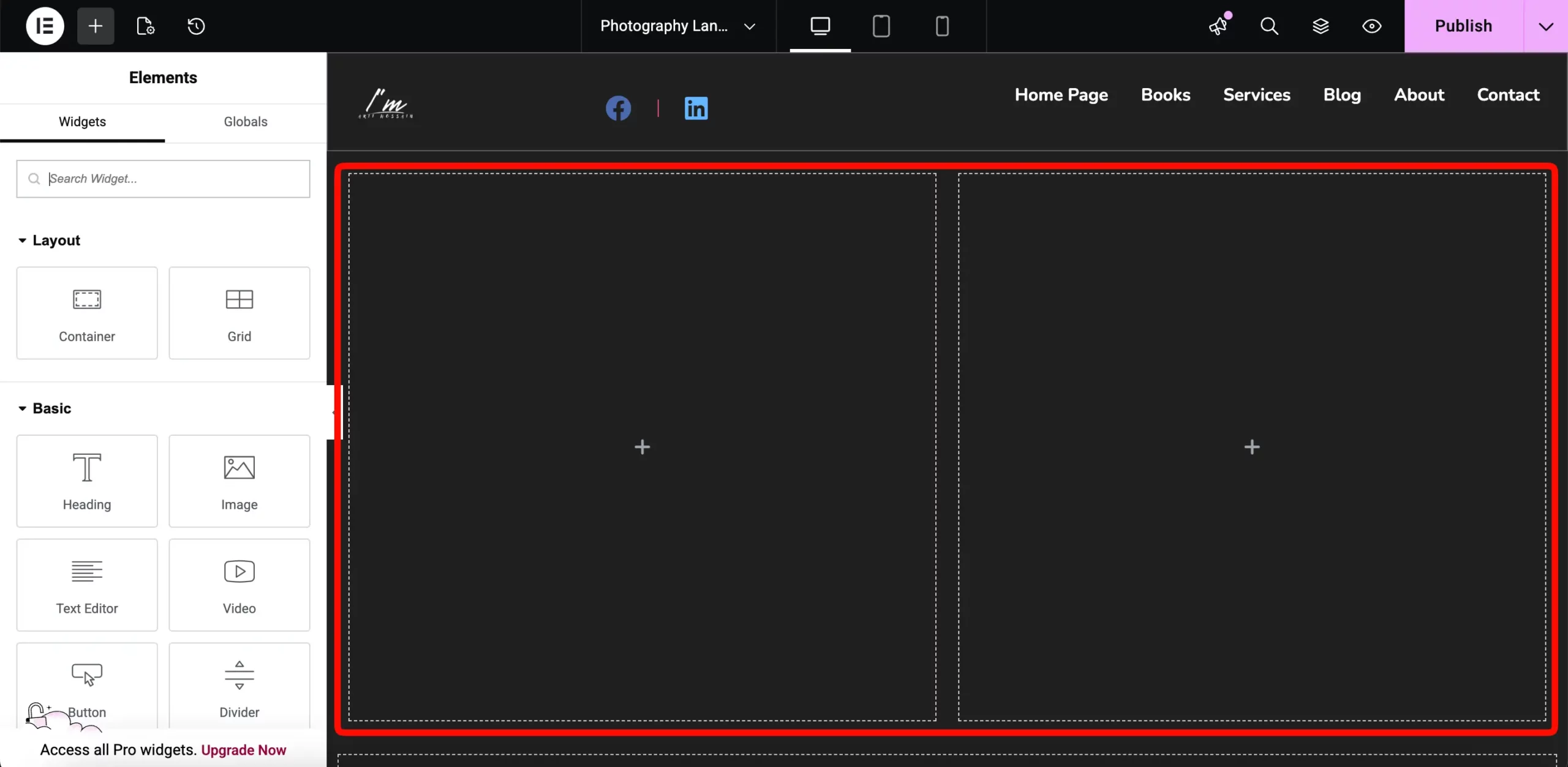 How to Create a Photography Website on WordPress with Elementor and HappyAddons (Step-by-Step) 22 Adding Column