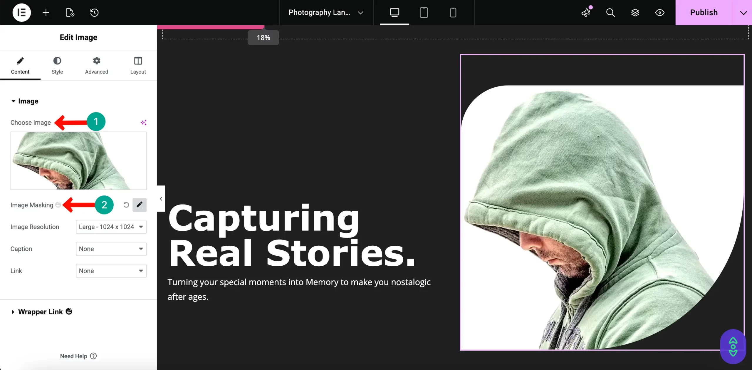How to Create a Photography Website on WordPress with Elementor and HappyAddons (Step-by-Step) 26 Image choosing and styling