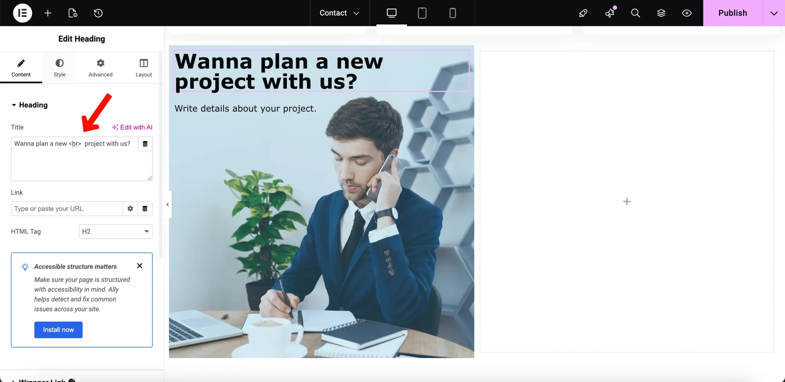 Image settings with supporting text